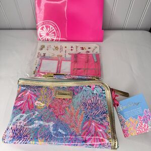 Lilly Pulitzer Agenda Bonus Pack Stickers Pen Tassel Paper Clips Snap Folder